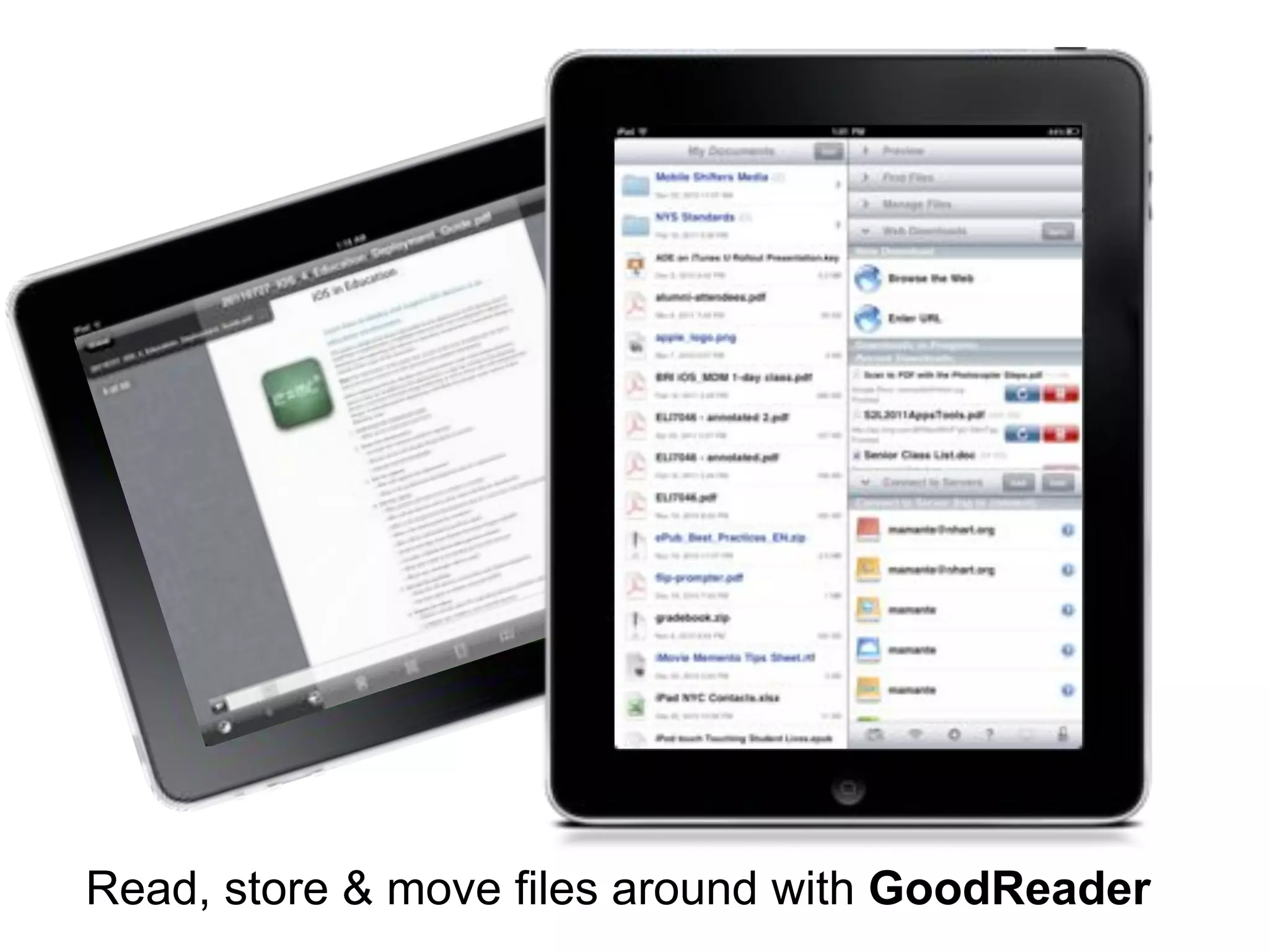Read, store & move files around with GoodReader
 
