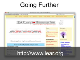 Going Further




      GoodReader
http://www.iear.org
   File Management, PDF Annotation, & More
 