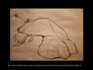 We were introduced to planar analysis and practiced by drawing individual objects.