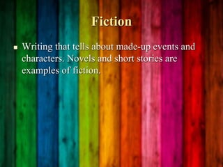 Fiction Easy Example Creative Writing: Novel and Short Story | PPTX