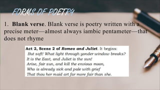 Creative Writing-identify the elements of poetry; 2. appreciate the ...