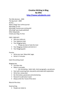 Creative Writing In Blog | DOC
