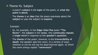 Subject Poetry Example Creative Writing Lesson 2. Various elements, techniques, and literary ...