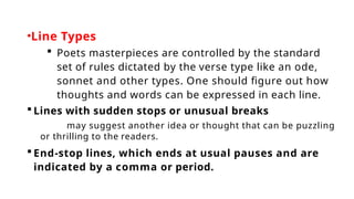 Verse Line Elements, techniques and Literary Devices of Poetry | PPTX