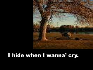 I  hide when I wanna’ cry. 