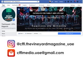 @cffl.thevineyardmagazine_uae
cfflmedia.uae@gmail.com
SHARE YOUR TALENT AND WRITINGS
For our community magazine.
 