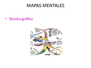 MAPAS MENTALES 
• Técnica gráfica 
 