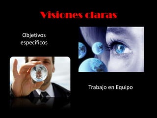 Visiones claras
Objetivos
específicos
Trabajo en Equipo
 
