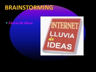 BRAINSTORMING
 Lluvia de ideas
 