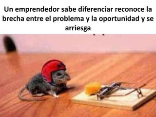 Un emprendedor sabe diferenciar reconoce la brecha entre el problema y la oportunidad y se arriesga