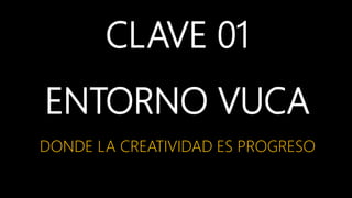 CLAVE 01
ENTORNO VUCA
DONDE LA CREATIVIDAD ES PROGRESO
 