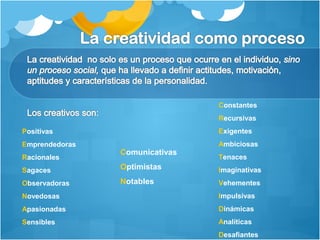 Positivas 
Emprendedoras 
Racionales 
Sagaces 
Observadoras 
Novedosas 
Apasionadas 
Sensibles 
Comunicativas 
Optimistas 
Notables 
Constantes 
Recursivas 
Exigentes 
Ambiciosas 
Tenaces 
Imaginativas 
Vehementes 
Impulsivas 
Dinámicas 
Analíticas 
Desafiantes 
 