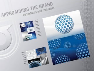 Security
Technology
Coverage
Protection
Modernity
Dynamism
Control
In time
Moving forward
Closer
Interaction
Strong
Coverage
Protection
High Tec
Modernity
Dynamism
Control
Interaction
Strong
APPROACHING THE BRAND
by textures and meterials
 
