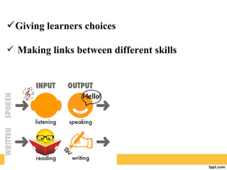 Giving learners choices
 Making links between different skills
 