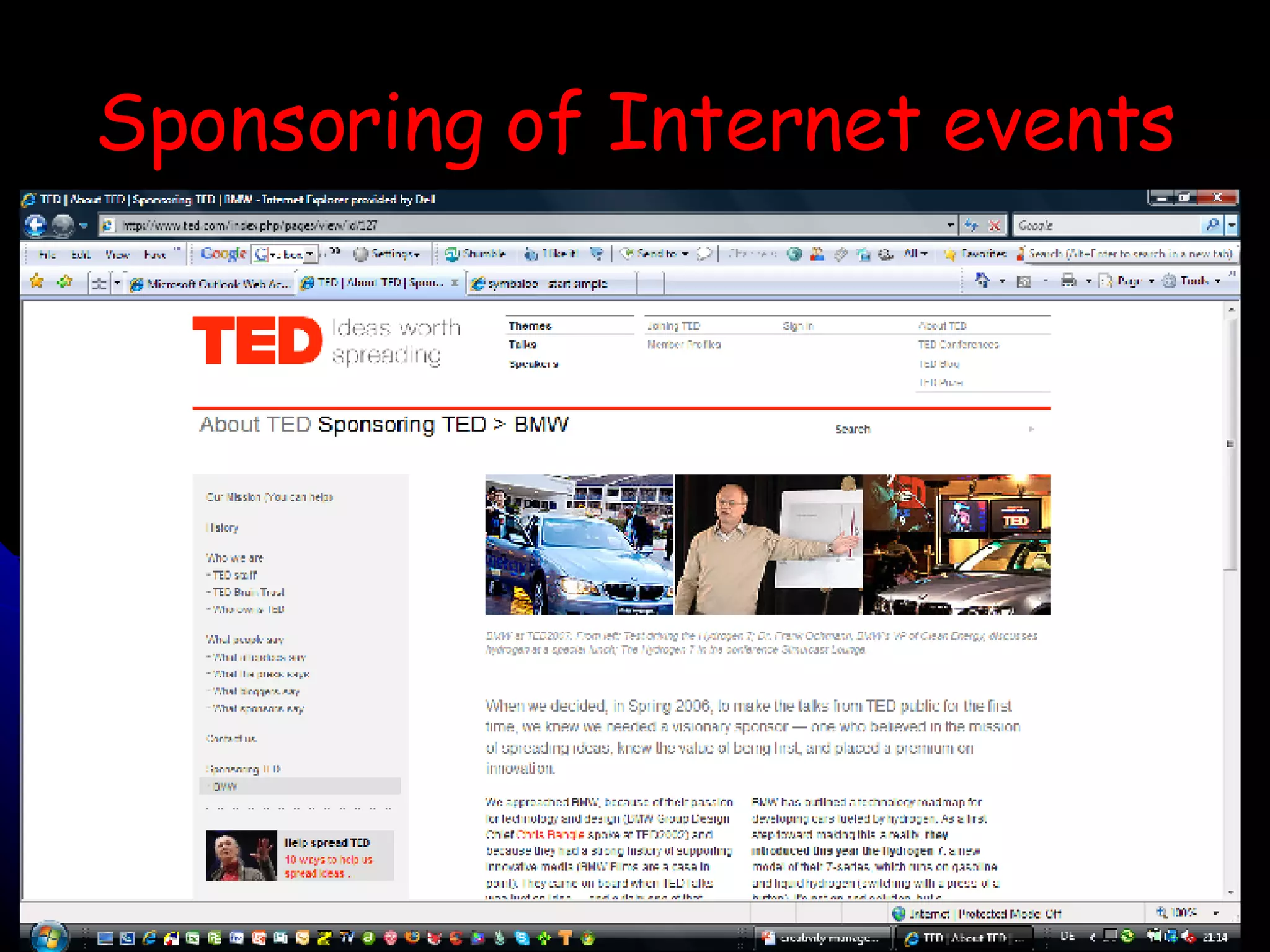 Sponsoring of Internet events 