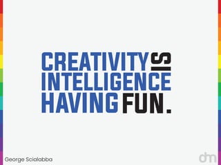 George Scialabba
“
“
CREATIVITY
IS
INTELLIGENCE
HAVINGFUN.
 