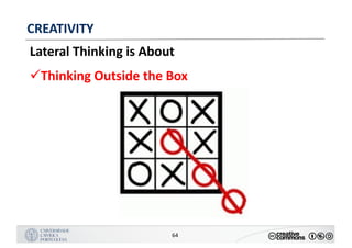 MANUALDENORMASGRÁFICAS|09
LOGÓTIPO HORIZONTAL
64
CREATIVITY
Lateral	Thinking	is	About
üThinking	Outside	the	Box
 