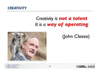 MANUALDENORMASGRÁFICAS|09
LOGÓTIPO HORIZONTAL
72
CREATIVITY
Creativity is not a talent
It is a way of operating
(John Cleese)
 