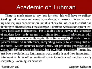 Academic on Luhman
Love & Creativity Research of
Sustainabiity and Wellness Initiatives
31 7/7/2014
 