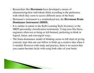 Herrmann Brain Dominance Instrument Worksheet.pdf Creativity and problem solving | PDF
