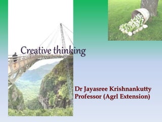 Creative thinking
Dr Jayasree Krishnankutty
Professor (Agrl Extension)
 