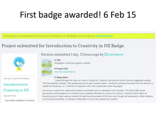 First badge awarded! 6 Feb 15
 