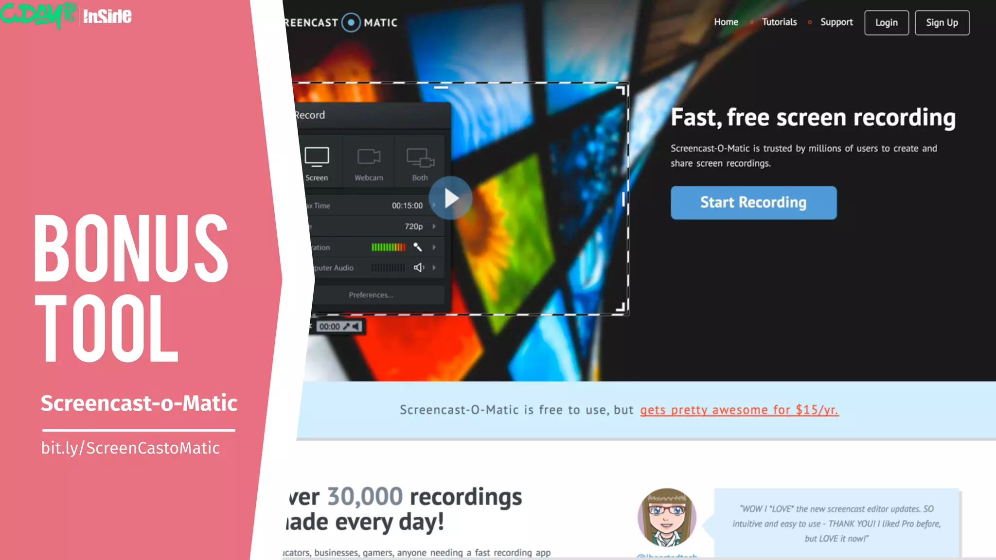 BONUS
TOOL
bit.ly/ScreenCastoMatic
Screencast-o-Matic
 