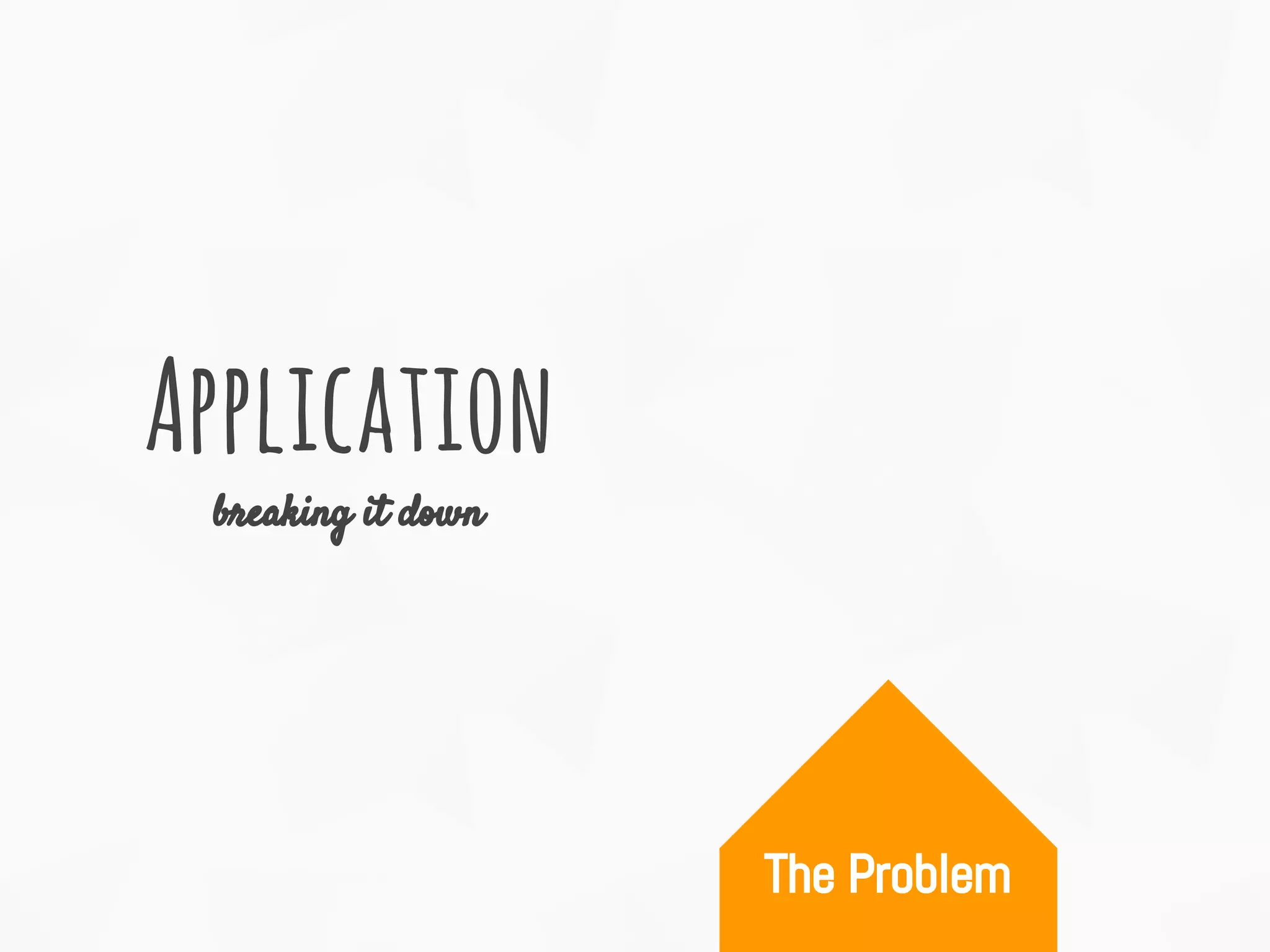 The Problem
Application
breaking it down
