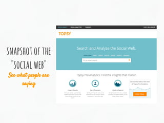 snapshotofthe
"socialweb"
See what people are
saying
 
