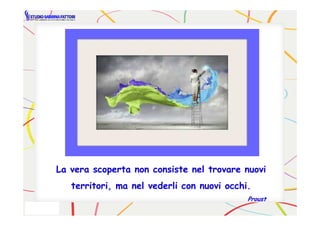 La vera scoperta non consiste nel trovare nuoviLa vera scoperta non consiste nel trovare nuovi
territori, ma nel vederli con nuovi occhi.territori, ma nel vederli con nuovi occhi.
ProustProust
 