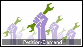 Petition/Demand 
http://www.alchematter.org/wp-content/uploads/2012/10/hands_wrenches_recolor-449x250.png 
 
