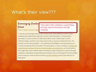 Creativity in schools | PPTX