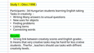 Second Language Creativity CREATIVITY IN SECOND LANGUAGE LEARNING.pptx