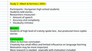 Second Language Creativity CREATIVITY IN SECOND LANGUAGE LEARNING.pptx