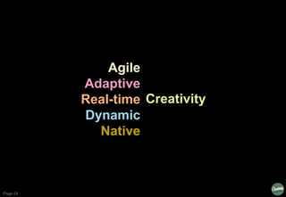Page 54
Agile
Adaptive
Real-time
Dynamic
Native
Creativity
 