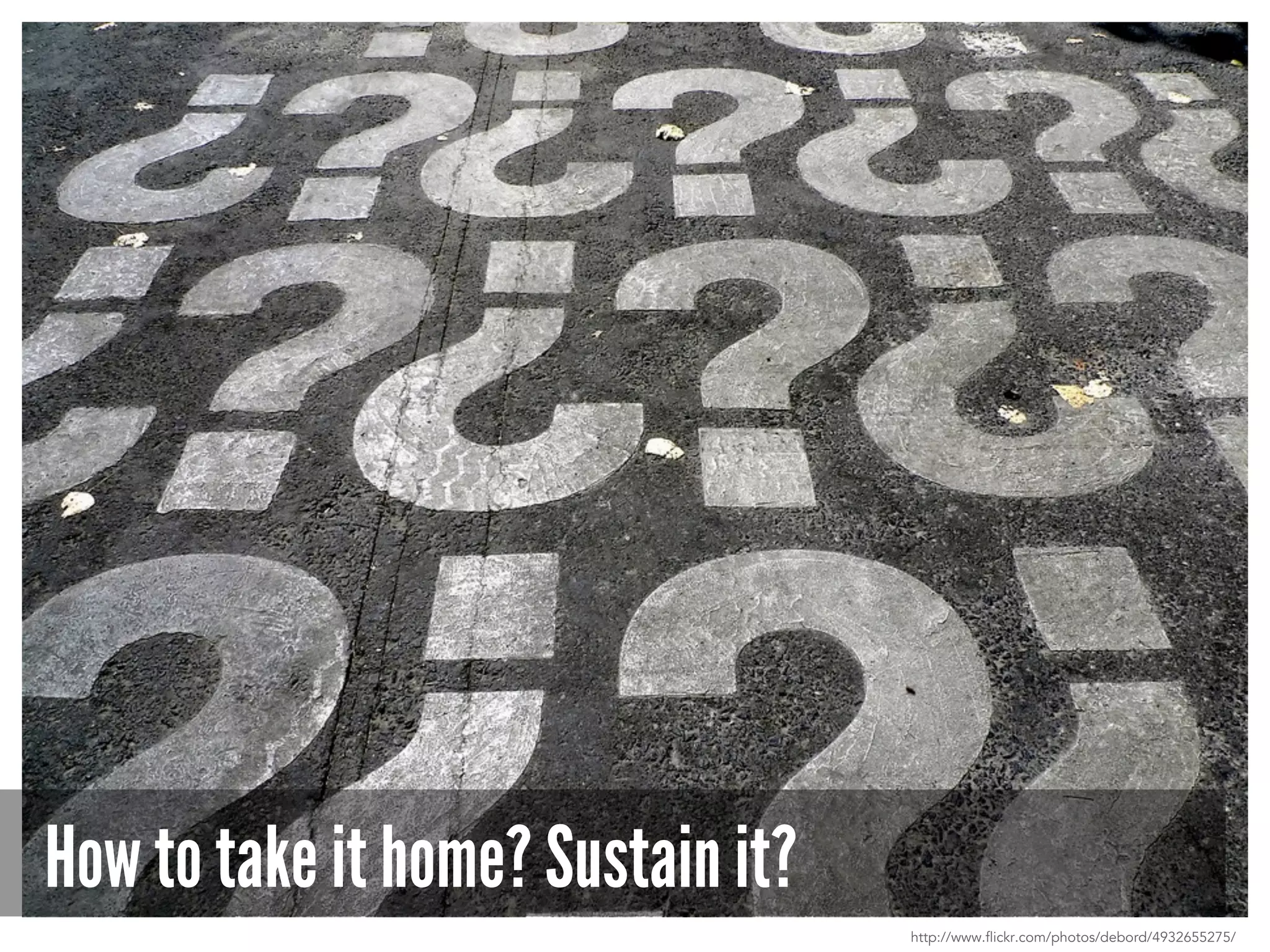 How to take it home? Sustain it?
http://www.flickr.com/photos/debord/4932655275/
 