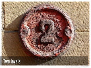 Two levels
http://www.flickr.com/photos/atoach/2924362071/
 