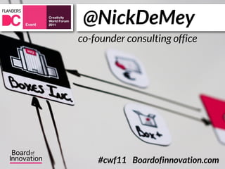 @NickDeMey
co-founder consulting office




    #cwf11 Boardofinnovation.com
 