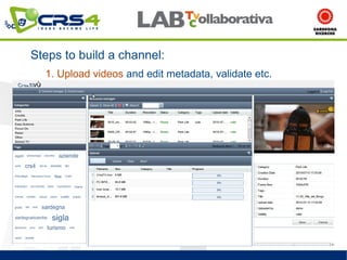 Steps to build a channel:
  1. Upload videos and edit metadata, validate etc.
 