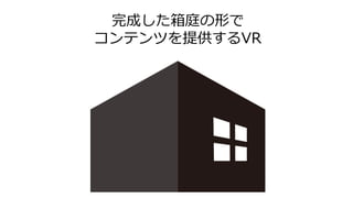 完成した箱庭の形で
コンテンツを提供するVR
 