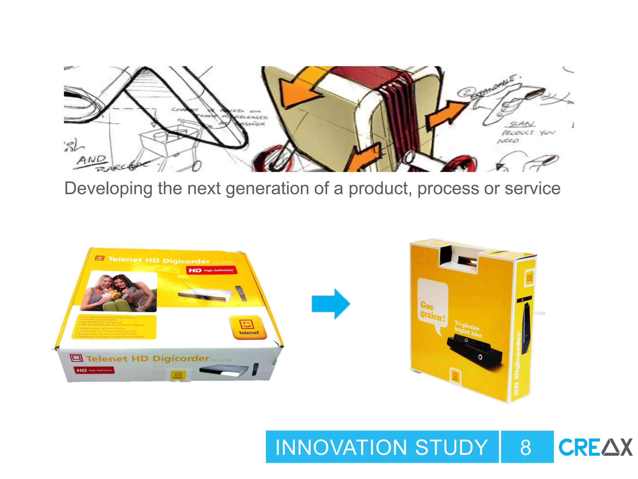 Developing the next generation of a product, process or service
INNOVATION STUDY 8
 