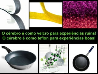 O cérebro é como velcro para experiências ruins!
O cérebro é como teflon para experiências boas!
 
