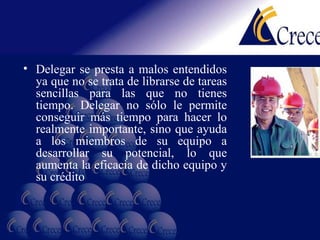 Delegar se presta a malos entendidos ya que no se trata de librarse de tareas sencillas para las que no tienes tiempo. Delegar no sólo le permite conseguir más tiempo para hacer lo realmente importante, sino que ayuda a los miembros de su equipo a desarrollar su potencial, lo que aumenta la eficacia de dicho equipo y su crédito  