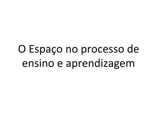 O	
  Espaço	
  no	
  processo	
  de	
  
ensino	
  e	
  aprendizagem	
  
 