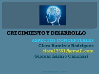 ASPECTOS CONCEPTUALES
Clara Ramirez Rodriguez
clara17551@gmail.com
Giomar Lázaro Canchari
03/07/16PSICOPATOLOGIA II
 