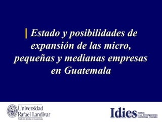 |   Estado y posibilidades de expansión de las micro, pequeñas y medianas empresas en Guatemala 