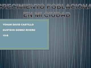 YOHAN DAVID CASTILLO
GUSTAVO GOMEZ RIVERO
10-B
 
