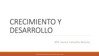 CRECIMIENTO Y
DESARROLLO
MIP. Yazmin Camacho Monroy
GPC ABORDAJE DIAGNÓSTICO DEL PACIENTE PEDIÁTRICO CON TALLA BAJA
 