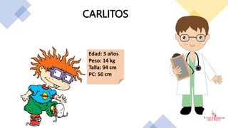 Edad: 3 años
Peso: 14 kg
Talla: 94 cm
PC: 50 cm
CARLITOS
 