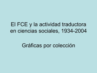 El FCE y la actividad traductora en ciencias sociales, 1934-2004 Gráficas por colección 